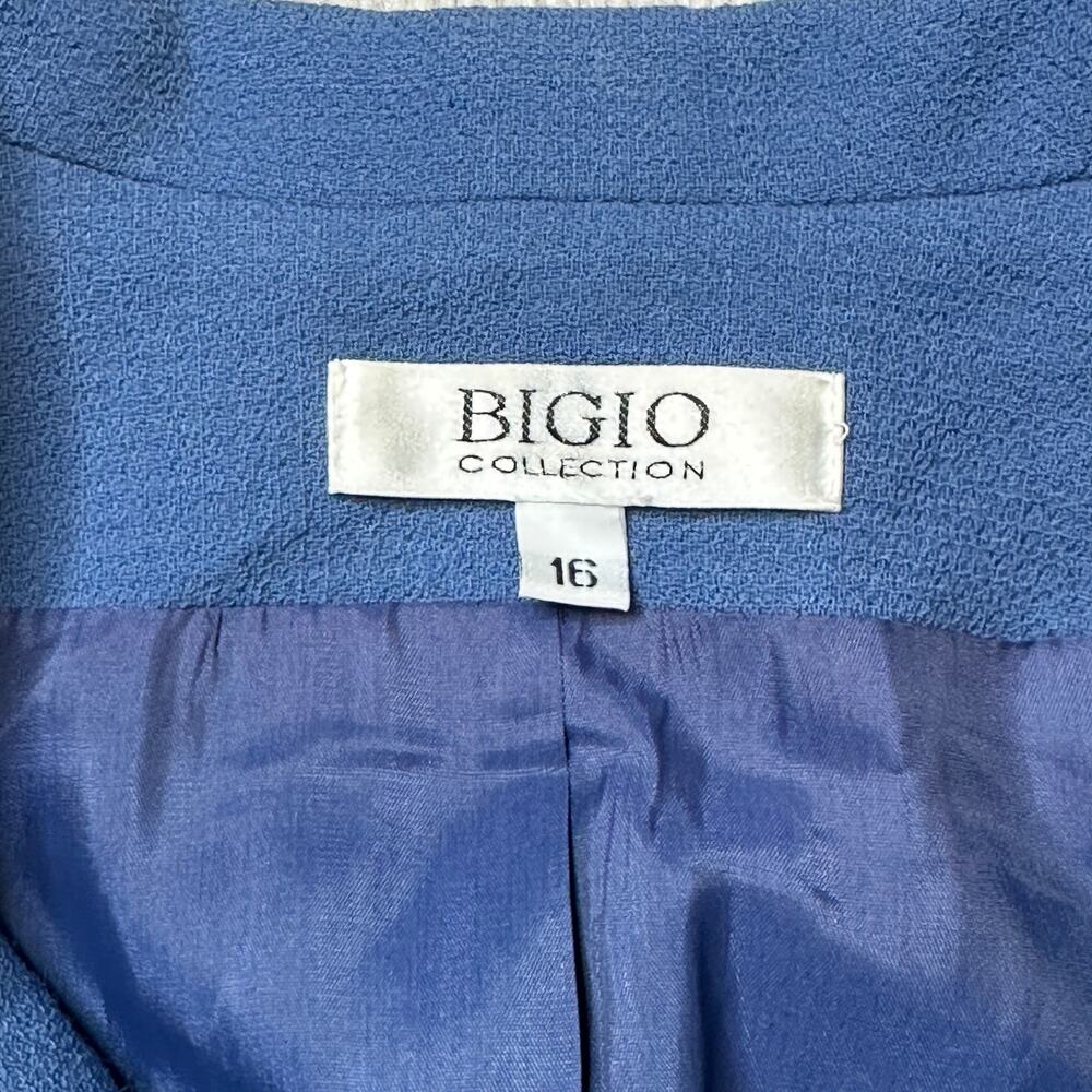 Vintage Bigio Collection Blue Wool Blazer Jacket Size 16 Classic Professional - Picture 4 of 5
